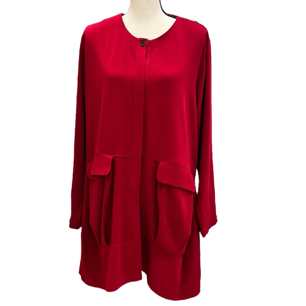 BLANQUE BRIGHT RED BUTTON DOWN SWING JACKET COAT … - image 2